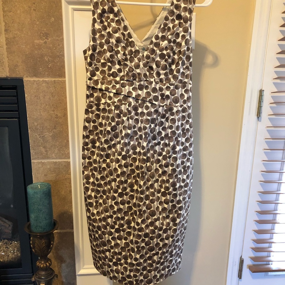 Boden Polka Dot Sheath Dress Cream Brown Classy 4